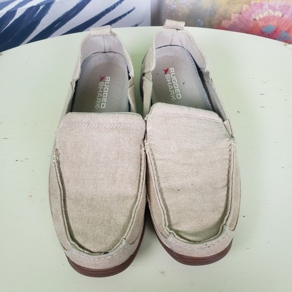 Men's Rugged Shark Beige Slip On Loafer Boat Shoe Hexagirp Squall sz 8.5M